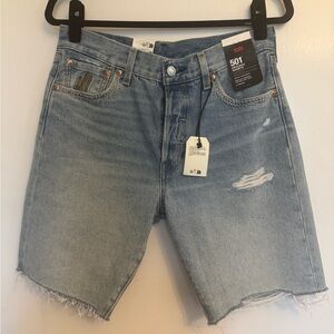 Levi's 501 Original Light Blue Distressed Jean Shorts
